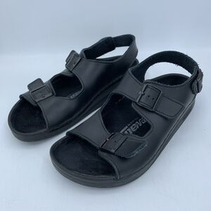 Birkenstock Newalk Mens 12 12.5 EU45 Double Strap Black Leather Sandal Outdoor